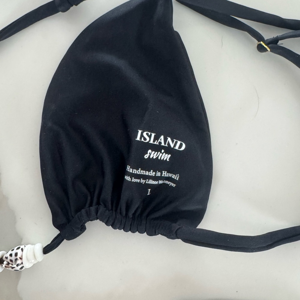 Black String Triangle Bikini Set With Silver Bead… - image 3